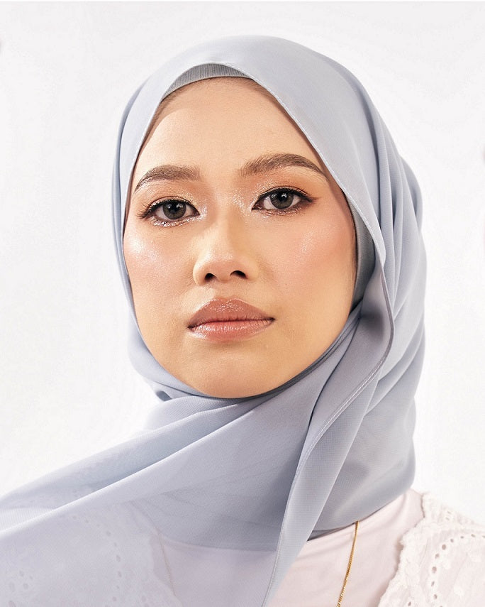 Ashy Blue Flat Chiffon Premium Keknis