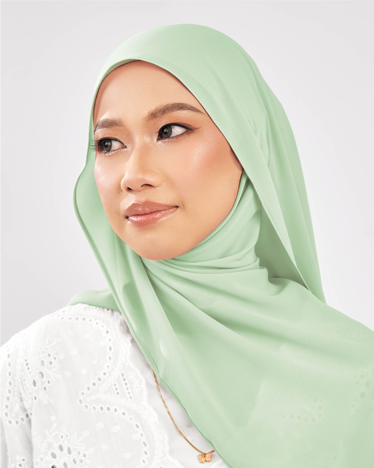 Diamond chiffon shawl green matcha strawberry raya 2026