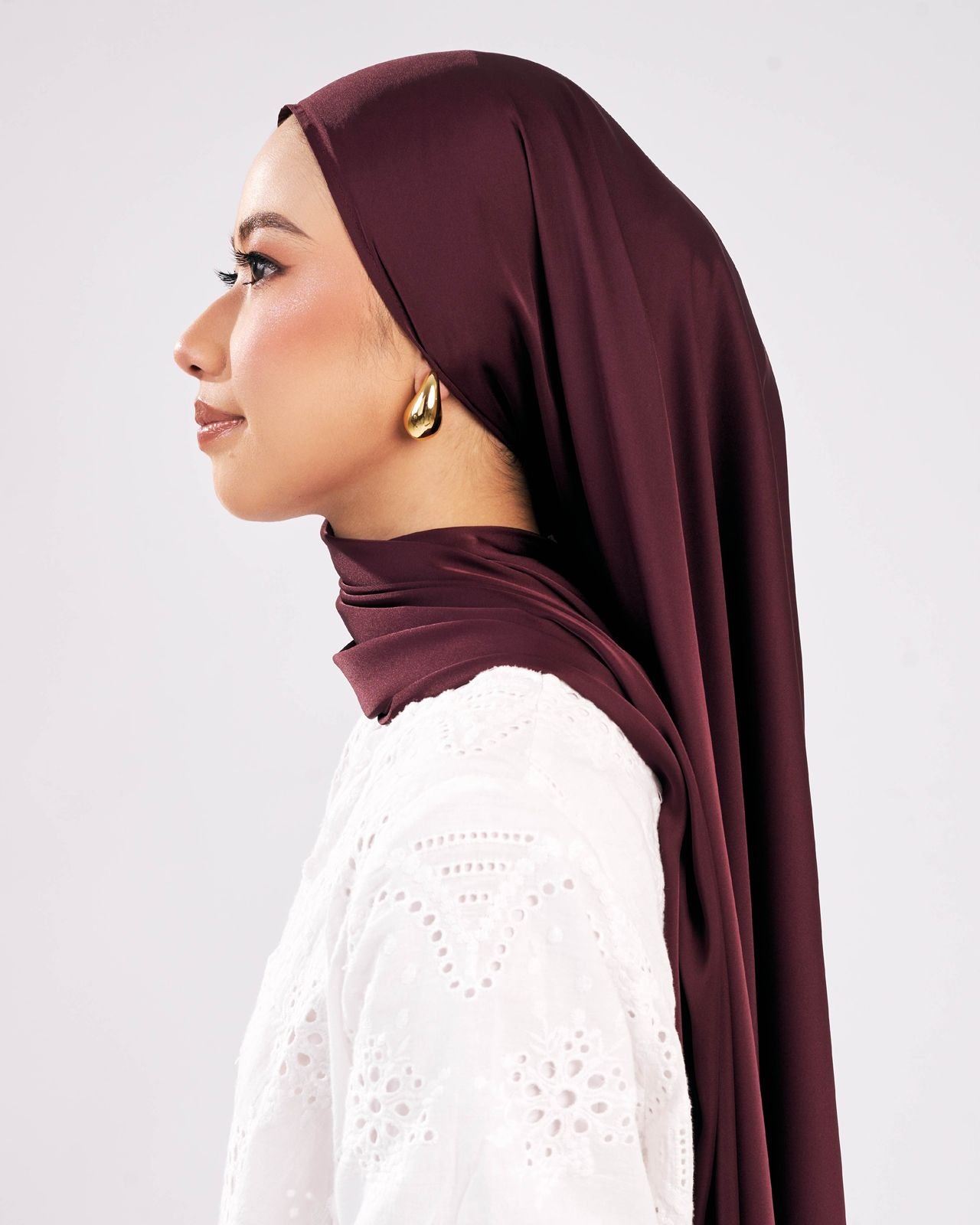 Tudung Shawl Satin Maroon