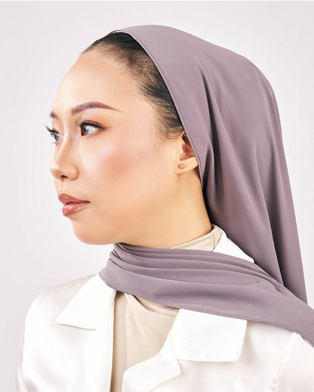 Tudung Shawl Keknis Diamond Heavy Chiffon tebal tak jarang kelabu grey Premium Hijab Malaysia