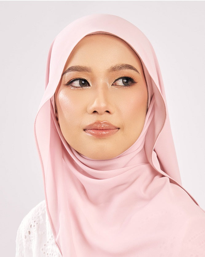 Tudung Shawl Keknis Diamond Heavy Chiffon tebal tak jarang rosewater pink Premium Hijab Malaysia