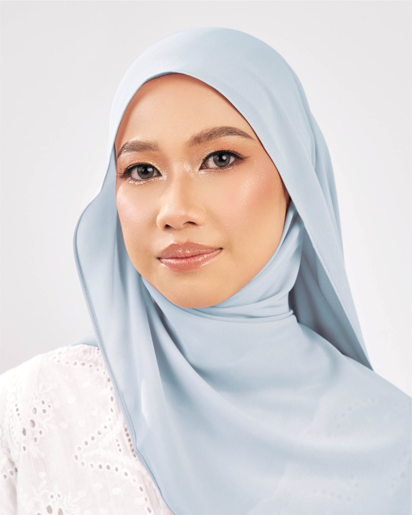 Tudung Shawl Diamond Chiffon tebal tak jarang biru baby blue Premium Hijab Raya Malaysia