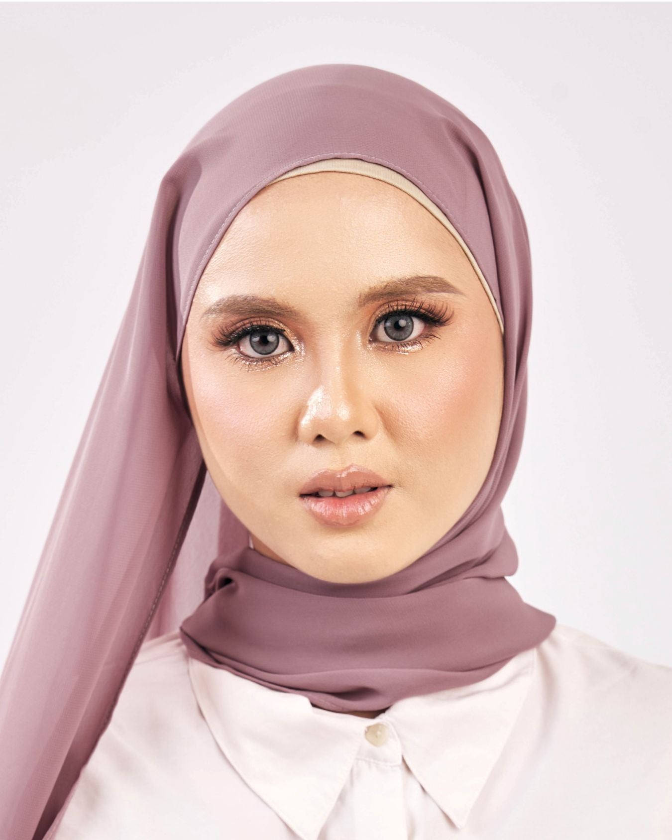 Tudung Shawl Flat Chiffon ringan lembut mauve Premium Hijab Malaysia
