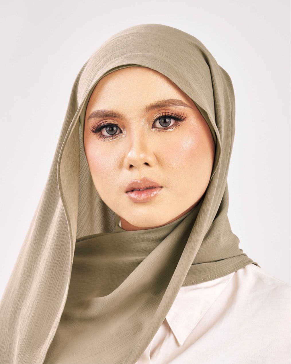 Tudung Shawl Texture Chiffon coklat hazel Premium Hijab Malaysia