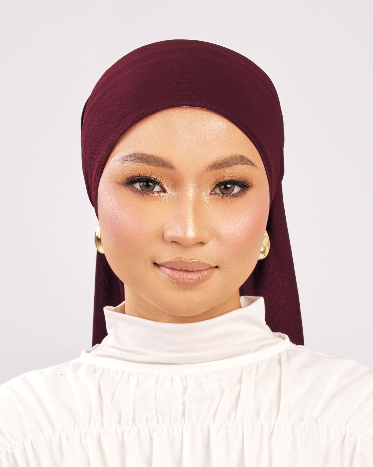 Tudung Shawl ironless merah deep maroon Premium Kekal Hijab Malaysia